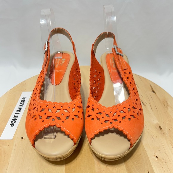 Spring Step Women's Chaya Orange Wedge Open Toe Sandal NWOB - Size 40 EUR & 9 US - Picture 2 of 10